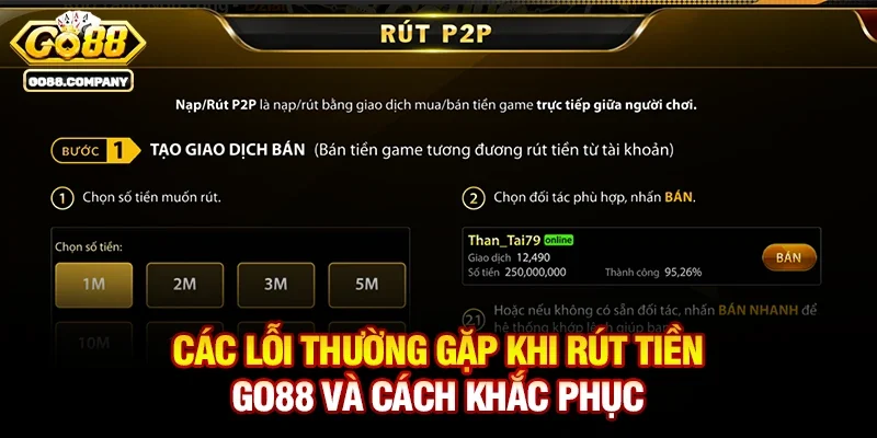 Các Lỗi Thường Gặp Khi Rút Tiền Go88 Và Cách Khắc Phục